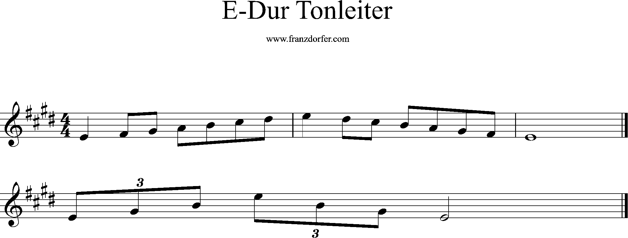e-dur tonleiter, treble clef, e1-e2